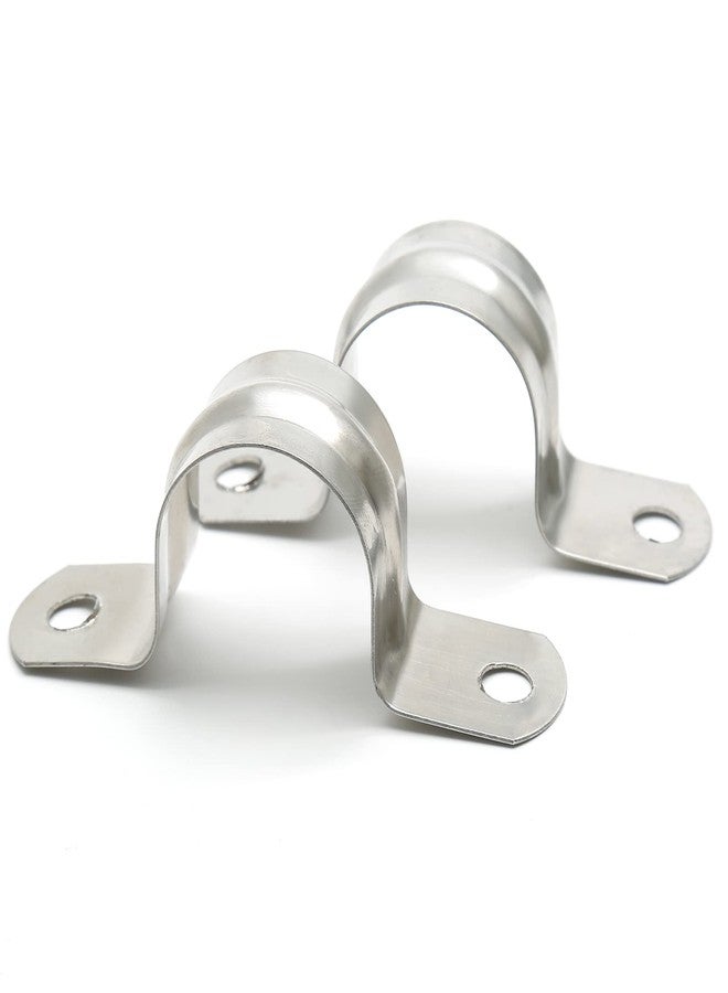 Suiwotin 50PCS M25 (1 Inch) Stainless Steel Rigid Pipe Hole Strap, U Bracket Pipe Strip Cable Clamp Hanger with 2 Holes Fit for 1 inch Pipes - Image 1